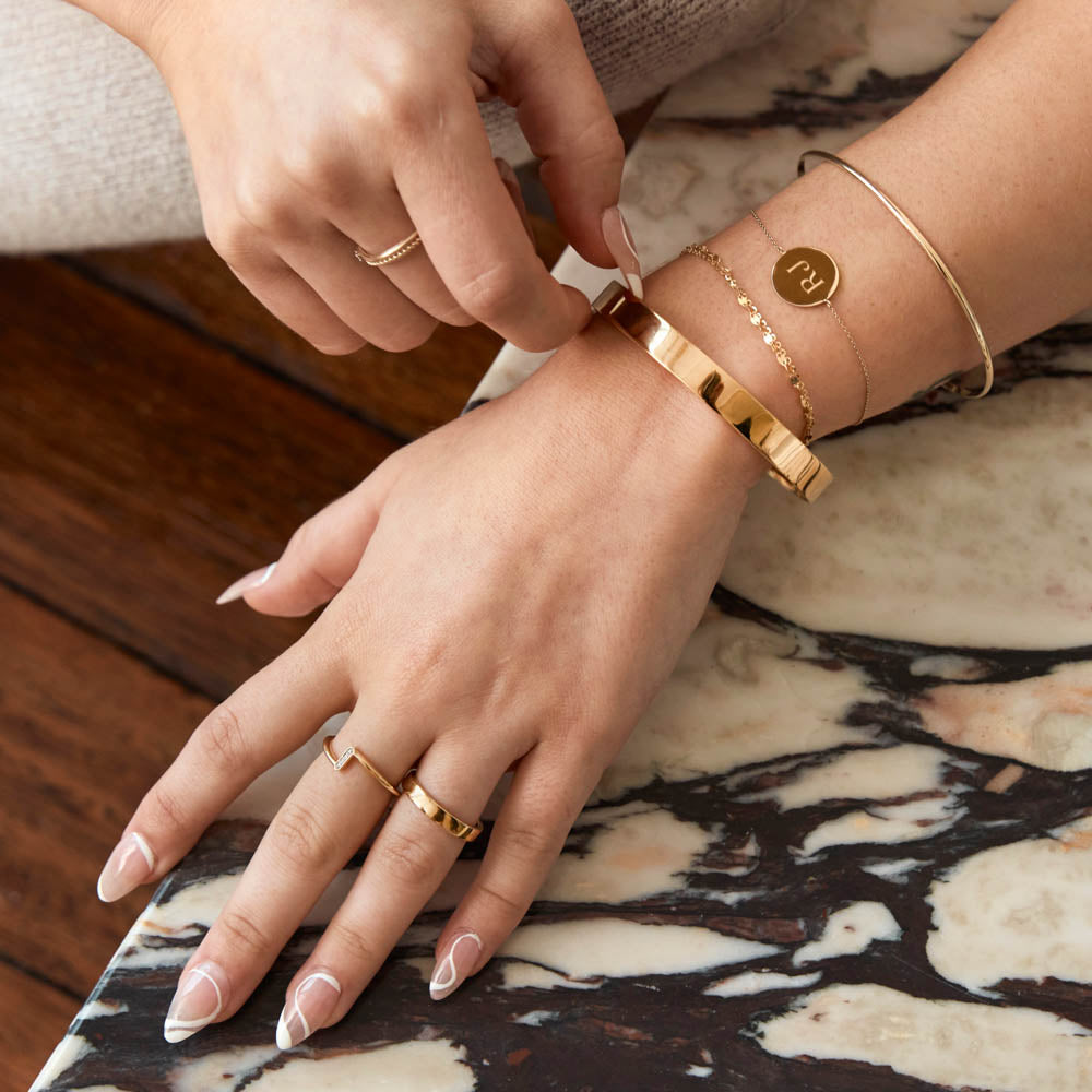 Elegant Double Chain Gold Curb Bracelets 7