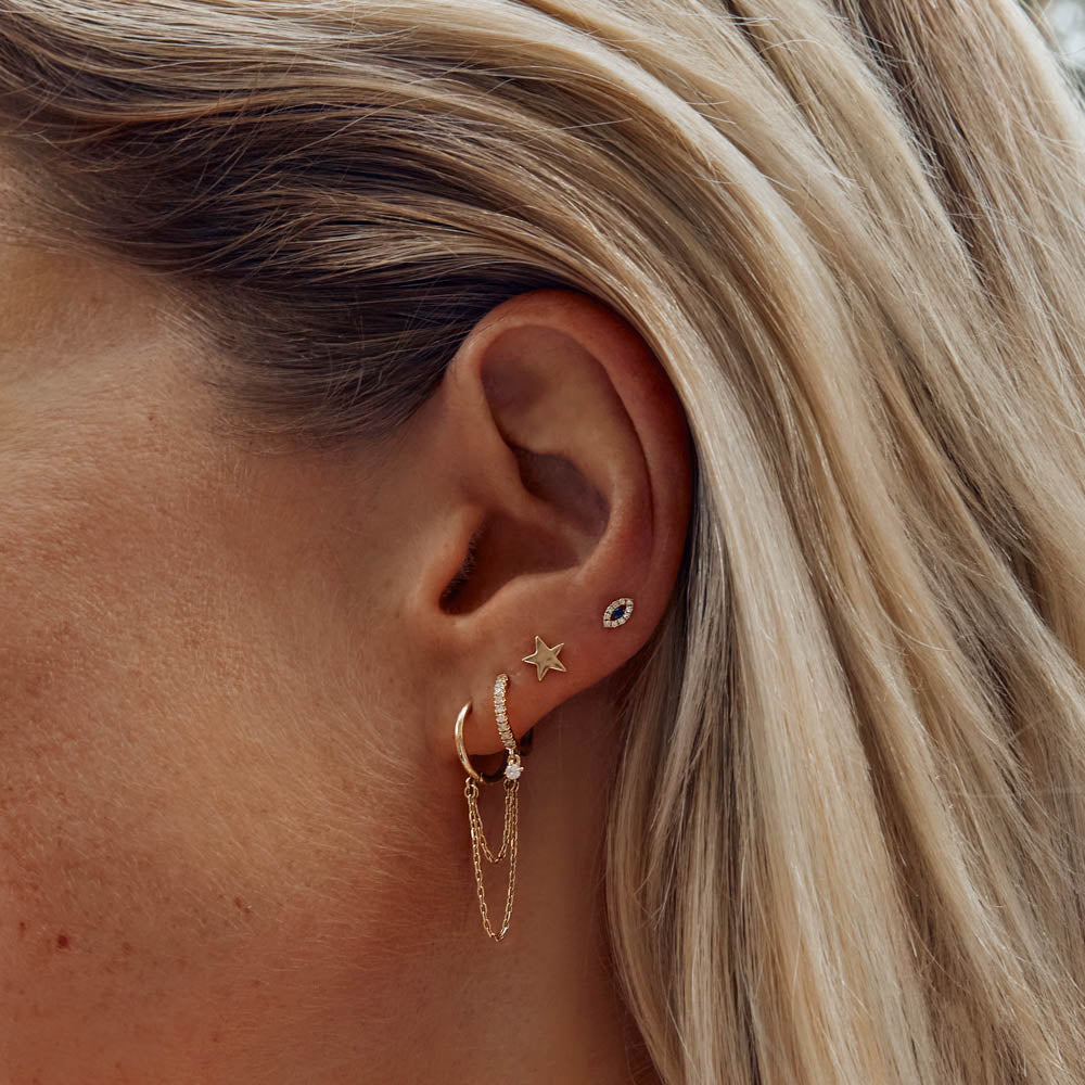 Glamorous Double Chain Gold Huggie Hoop Earrings 2
