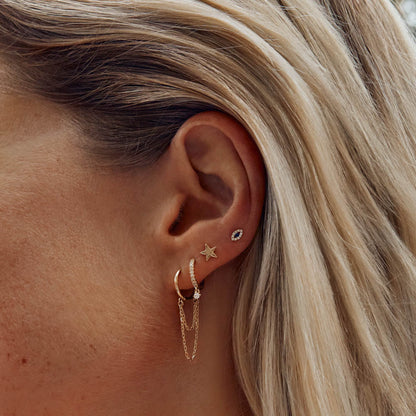 Glamorous Double Chain Gold Huggie Hoop Earrings 2