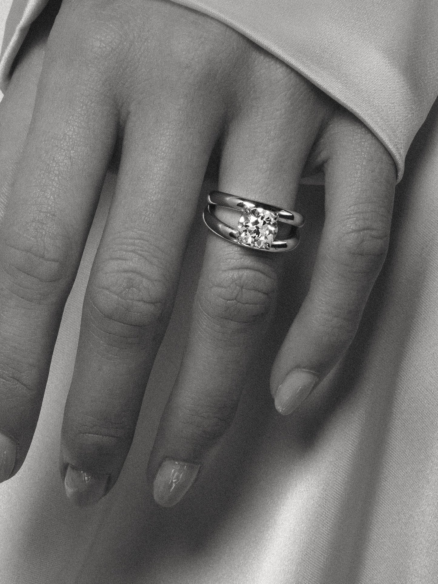 Solitaire & Double Band-Round Lab Grown Diamond Engagement Ring
