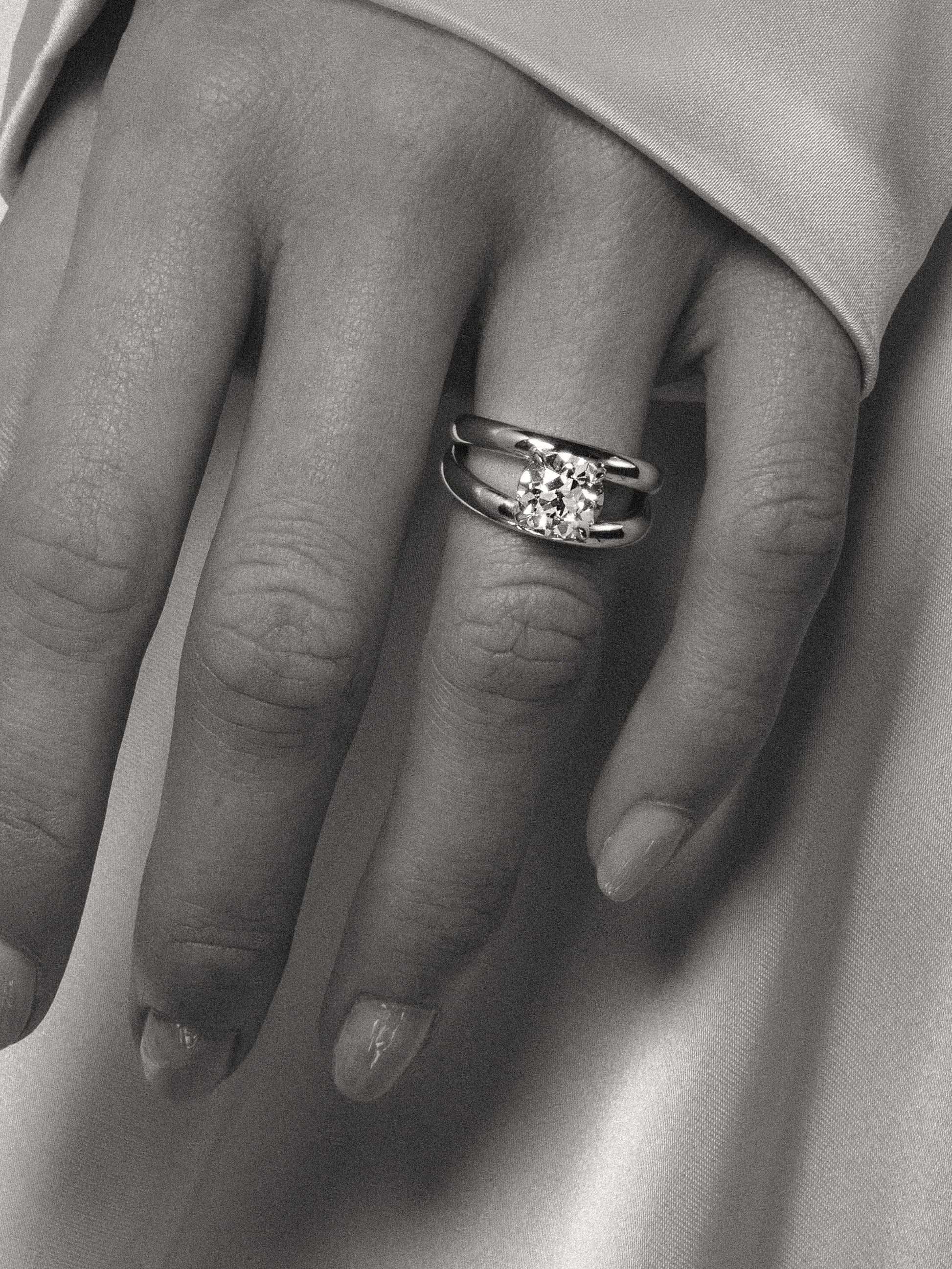 Solitaire & Double Band-Round Lab Grown Diamond Engagement Ring