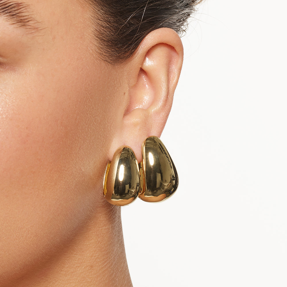 Golden Elegance: Bold Dome Hoop Earrings 8