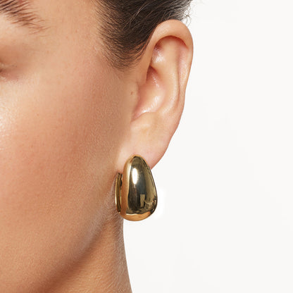 Golden Elegance: Bold Dome Hoop Earrings 6