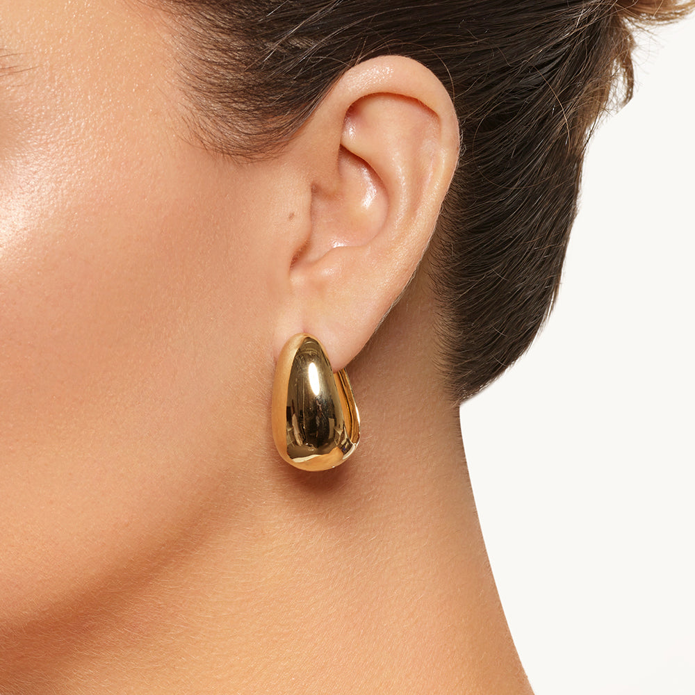 Golden Elegance: Bold Dome Hoop Earrings 3