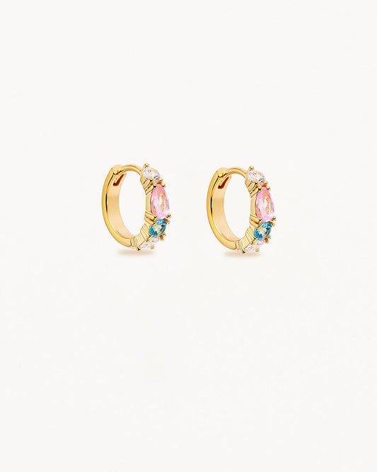 0.50 TCW Ruby,Topaz Mix Lab Made Diamond Hoops