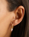 Load image into Gallery viewer, 0.50 TCW Pear & Round Pink Ruby Lab Made Diamond Hoops
