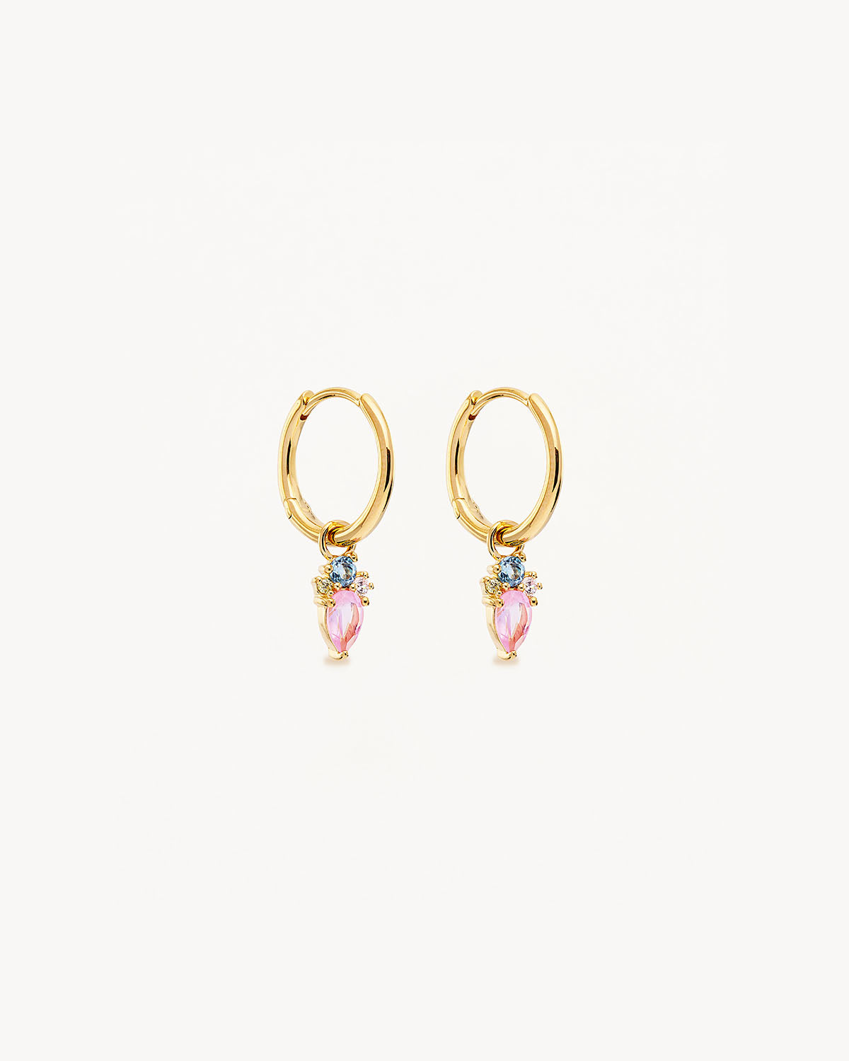 0.50 TCW Pear & Round Pink Ruby Lab Made Diamond Hoops