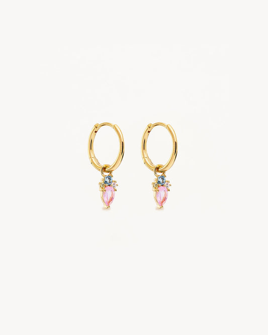 0.50 TCW Pear & Round Pink Ruby Lab Made Diamond Hoops