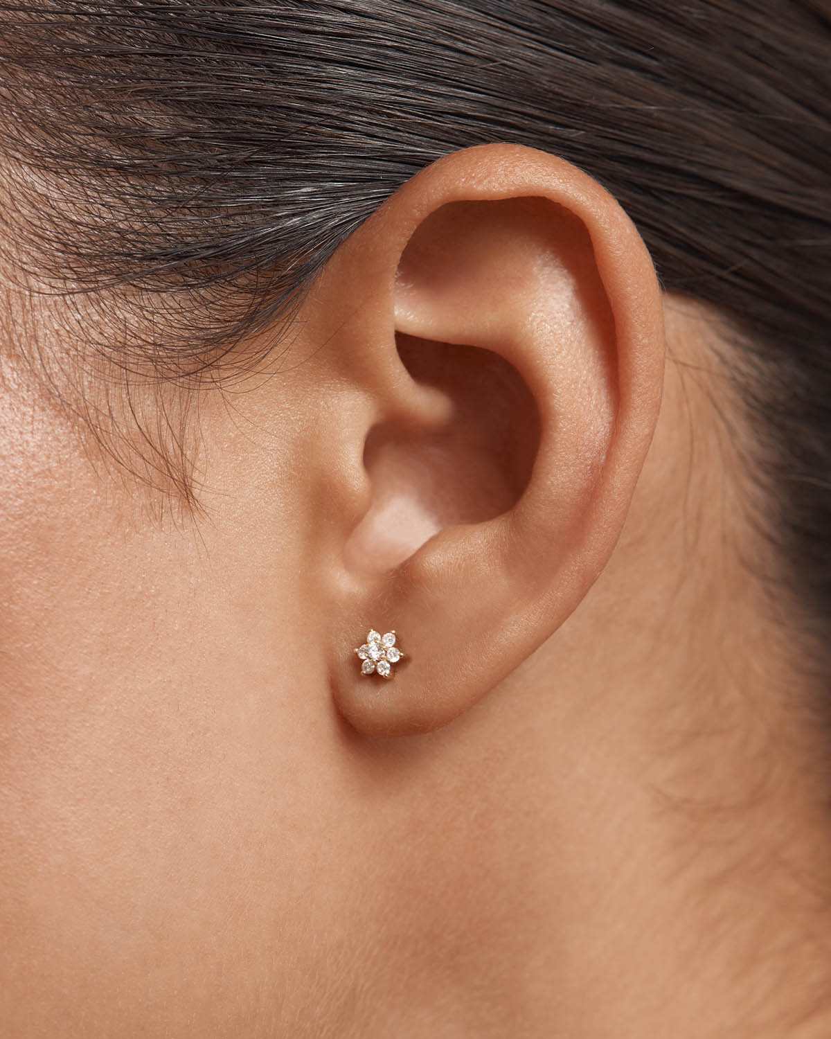 0.20 TCW Round Lab Grown Diamond Floral Stud Earrings 2