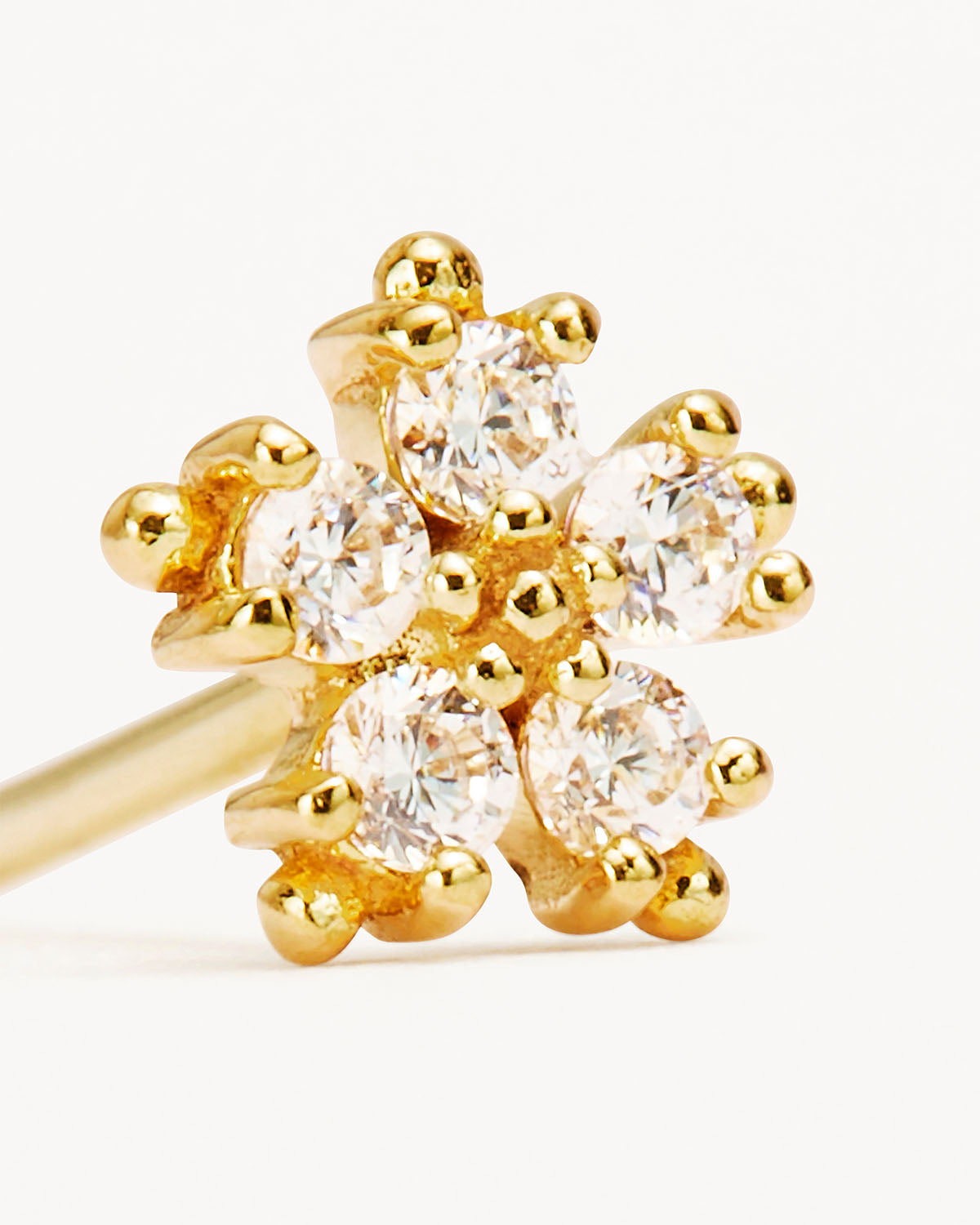 0.30 TCW Round Lab-Grown Diamond Floral Gold Stud Earrings 3