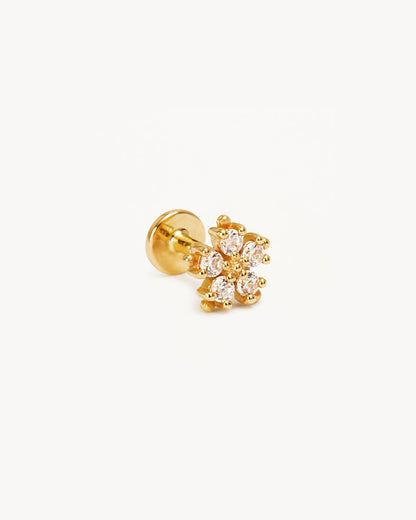 0.30 TCW Round Lab-Grown Diamond Floral Gold Stud Earrings 1
