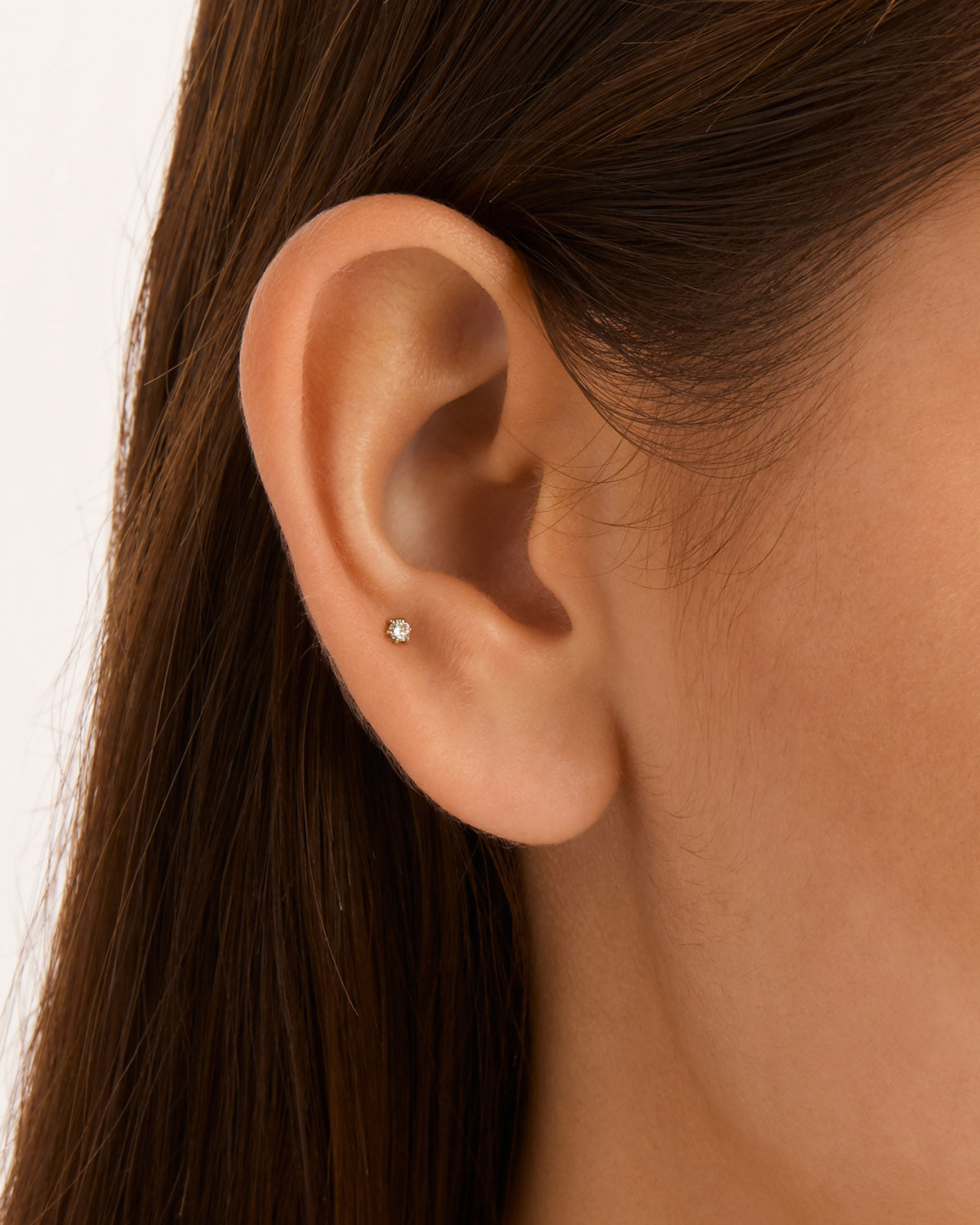 0.03 Carat Round Lab Grown Diamond Gold Stud Earrings 3