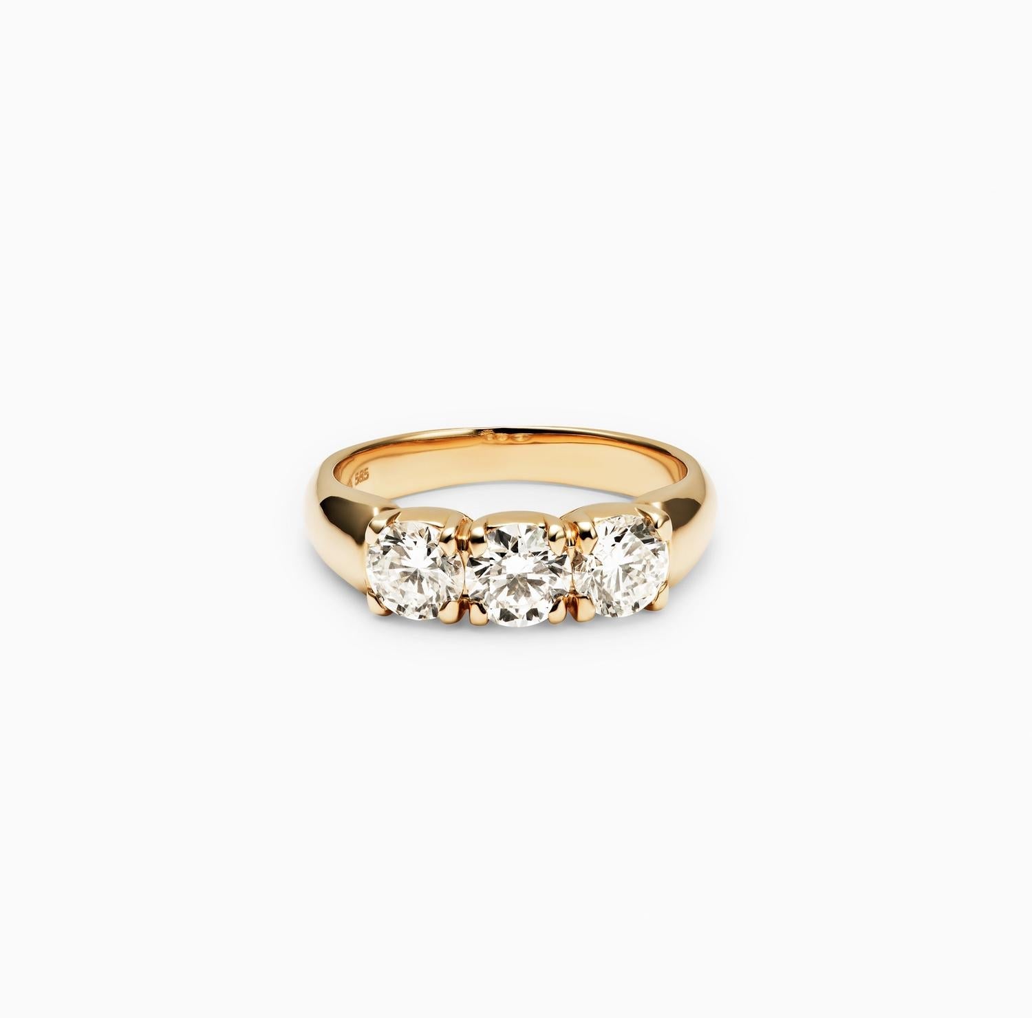 Eternal Elegance: 1.50 TCW Round Lab-Grown Diamond Trio Wedding Band 12