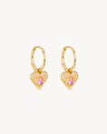 Load image into Gallery viewer, 0.50 TCW Heart Pink Topaz & Lab Grown Diamond Hoop Earrings 1
