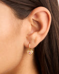 Load image into Gallery viewer, 0.50 TCW Heart Pink Topaz & Lab Grown Diamond Hoop Earrings 2
