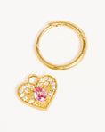 Load image into Gallery viewer, 0.50 TCW Heart Pink Topaz & Lab Grown Diamond Hoop Earrings
