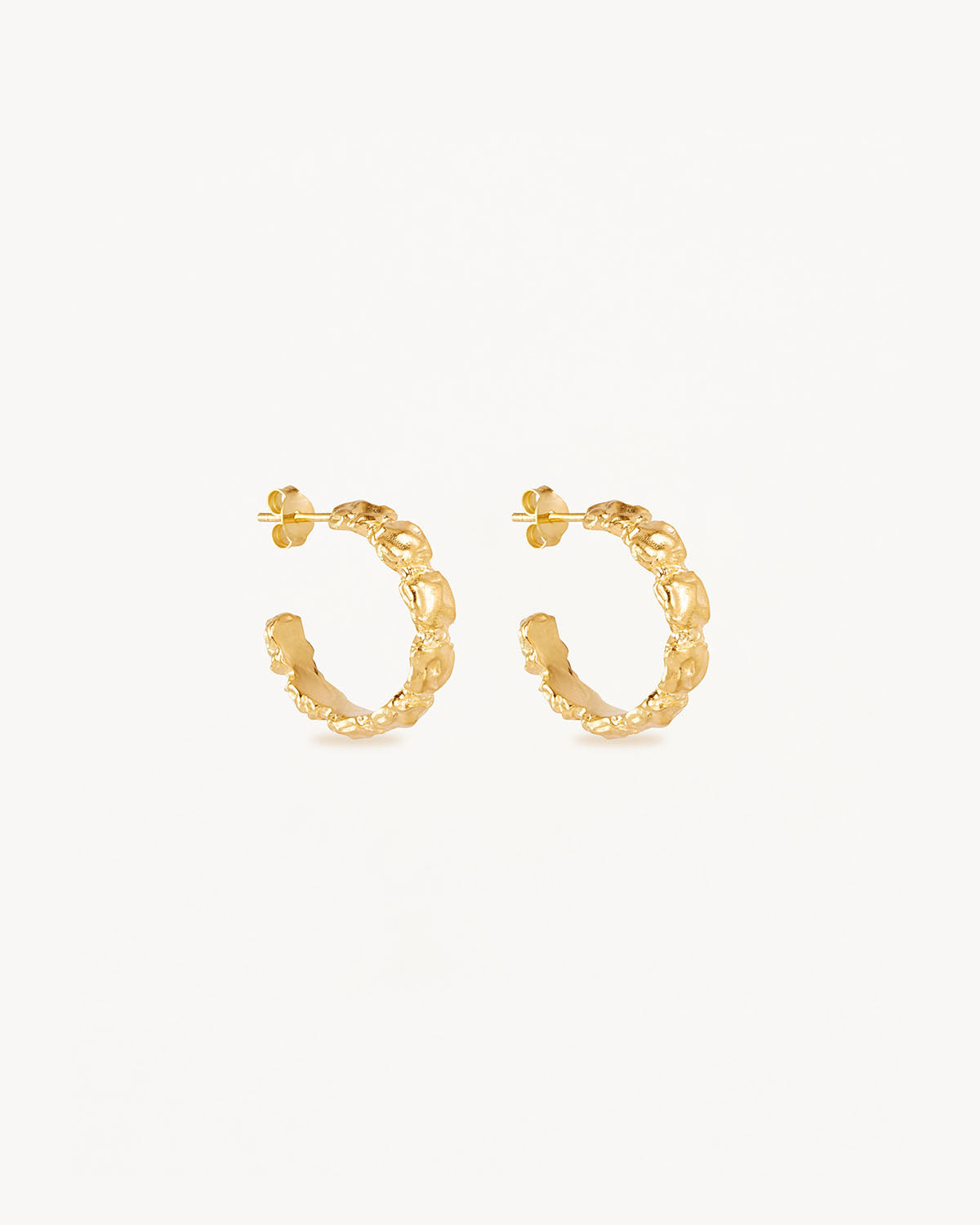 Golden Textured C Hoops Earrings