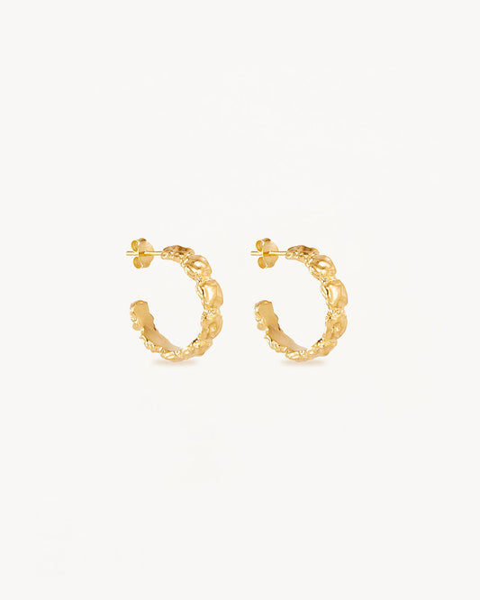 Golden Textured C Hoops Earrings