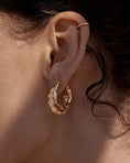 Load image into Gallery viewer, Golden Textured C Hoops Earrings
