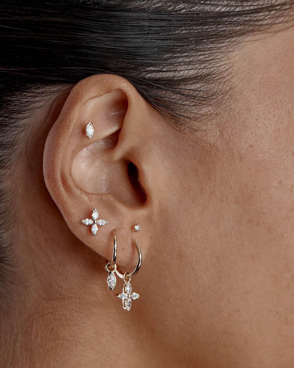 Radiant 0.24 TCW Marquise Lab-Grown Diamond Hoop Earring 5