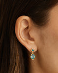 Load image into Gallery viewer, Golden Radiance Blue Topaz & Lab Made Diamond Drop Earrings
