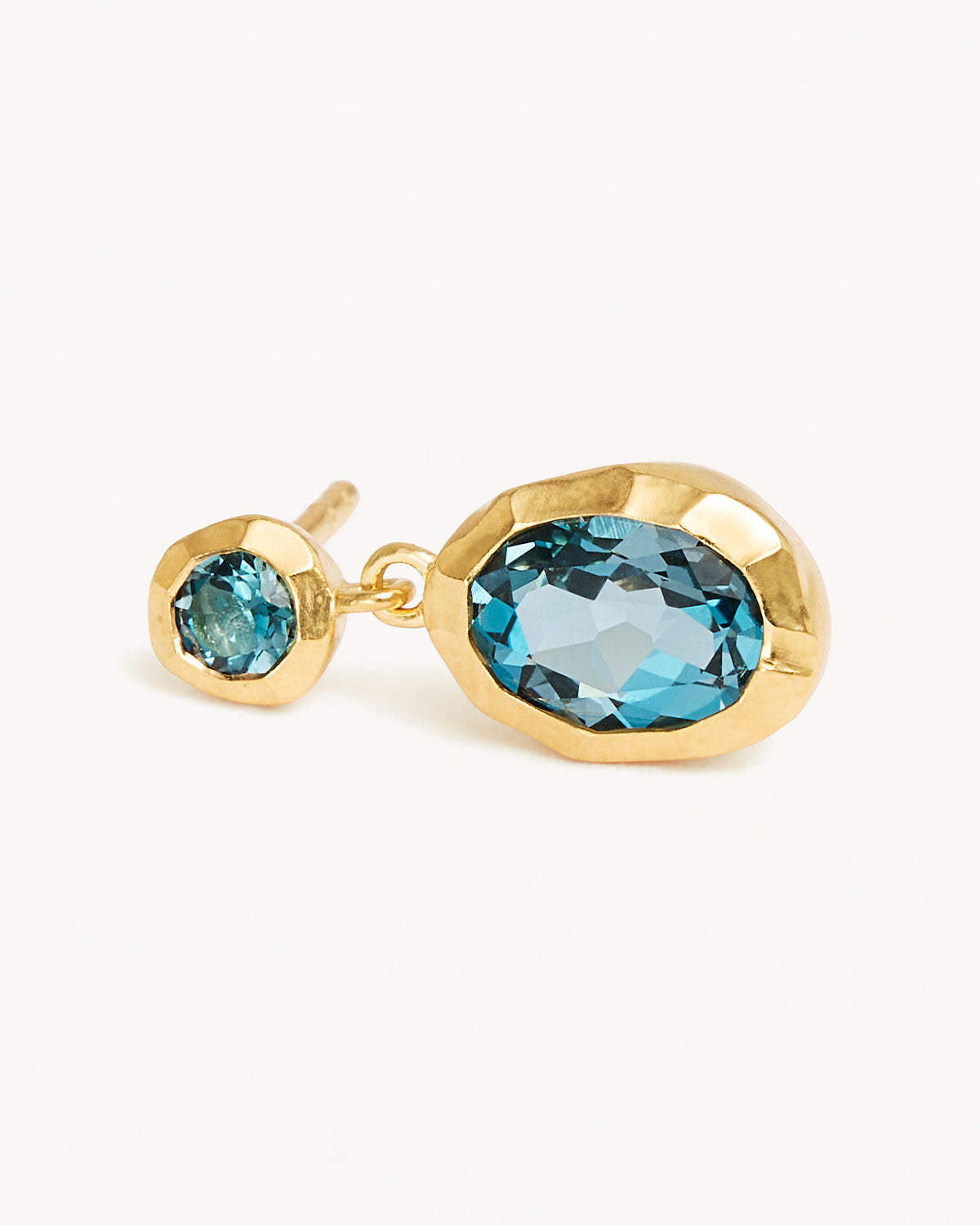 Golden Radiance Blue Topaz & Lab Made Diamond Drop Earrings