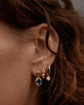 Load image into Gallery viewer, Golden Radiance Blue Topaz & Lab Made Diamond Drop Earrings
