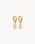 Load image into Gallery viewer, 0.20 TCW Oval Opal Diamond Lab-Made Gold Drop Hoop Earrings
