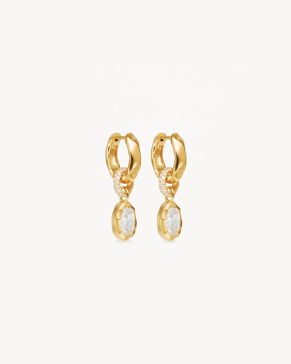 0.20 TCW Oval Opal Diamond Lab-Made Gold Drop Hoop Earrings