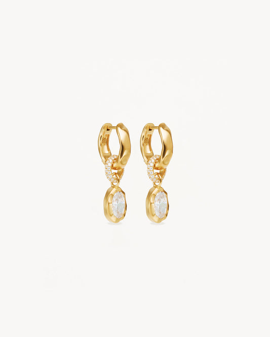 0.20 TCW Oval Opal Diamond Lab-Made Gold Drop Hoop Earrings