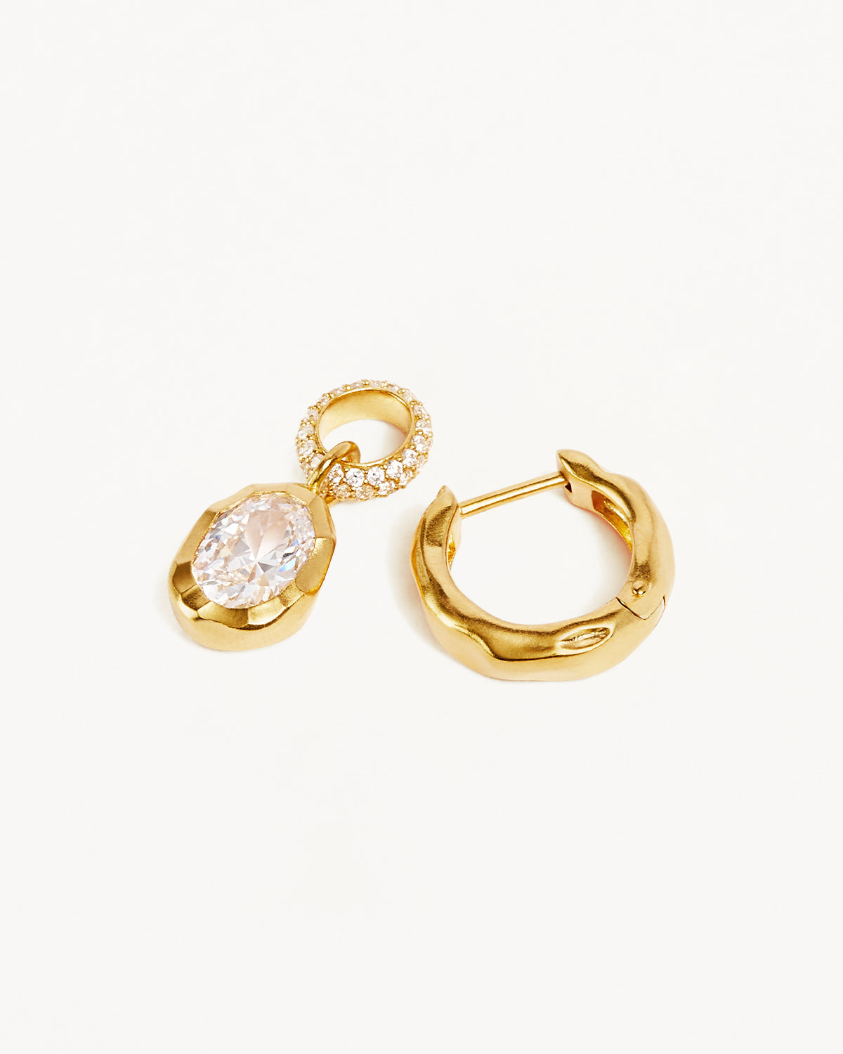 0.20 TCW Oval Opal Diamond Lab-Made Gold Drop Hoop Earrings 2