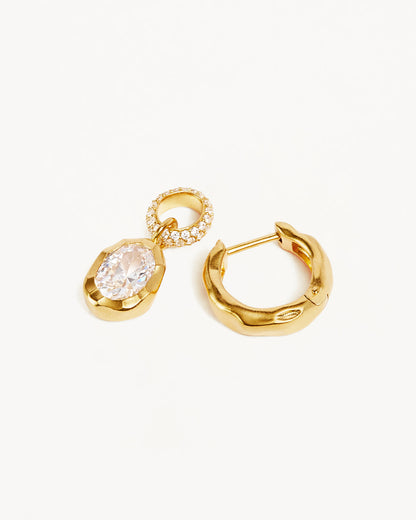 0.20 TCW Oval Opal Diamond Lab-Made Gold Drop Hoop Earrings 2