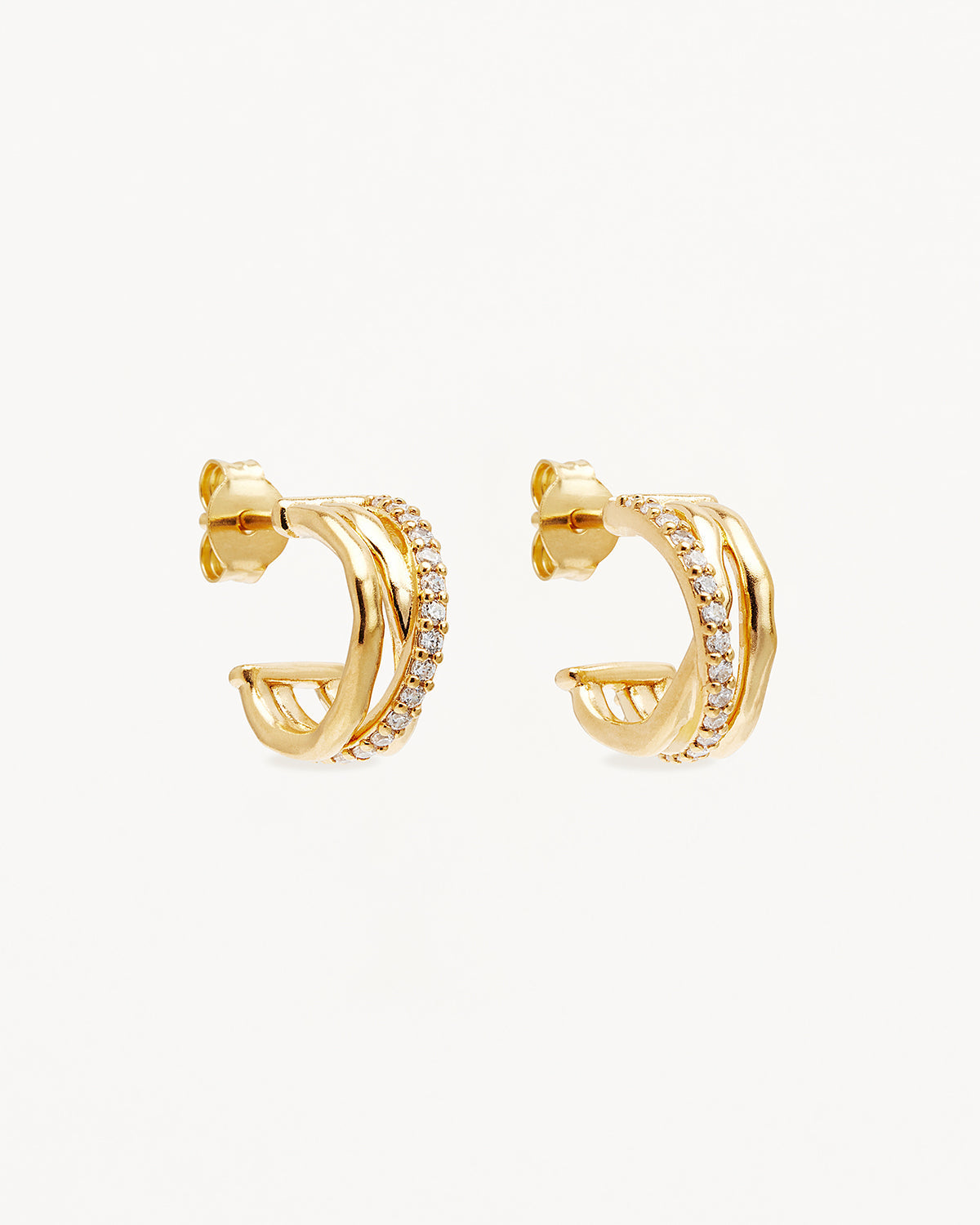 0.10 TCW Round Lab Grown Diamond Gold Tone Hoop Earrings