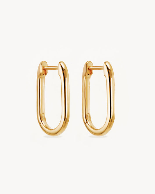 Lustrous Gold Oval Bar Hoops Earrings