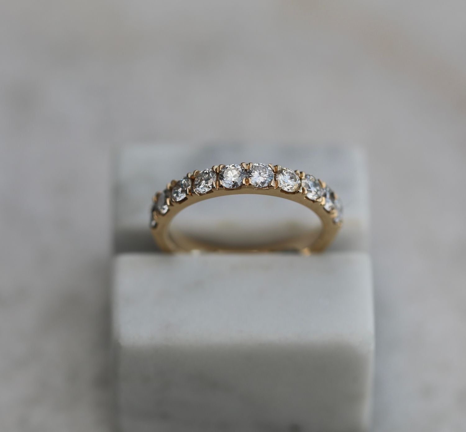 1.10 TCW Round Lab-Grown Diamond Half Eternity Gold Band