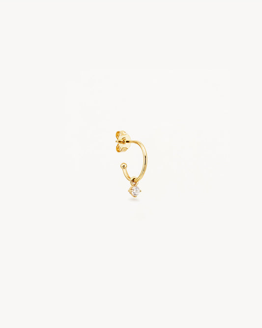 Golden Elegance: 0.11 TCW Round Lab-Grown Diamond Hoop Earrings