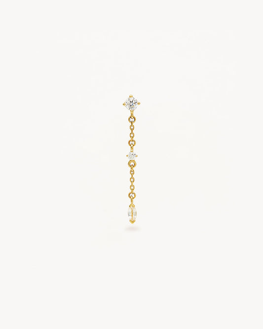 0.16 TCW Round & Marquise Chain Lab-Grown Diamond Dangle Earring