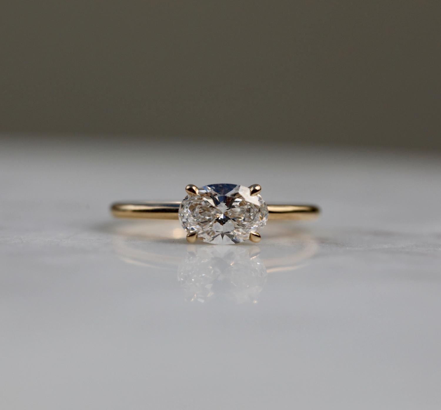 1 Carat Oval Lab-Grown Diamond Solitaire Gold Engagement Ring