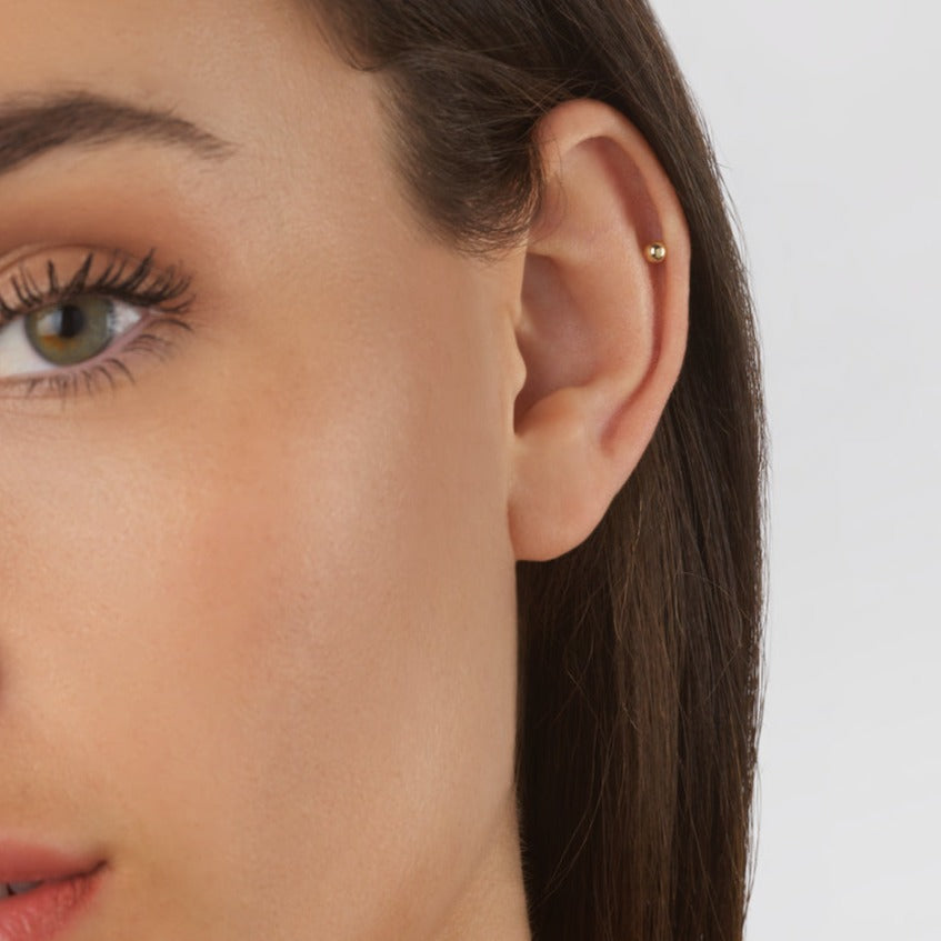 Golden Sphere Stud Earringsq 3
