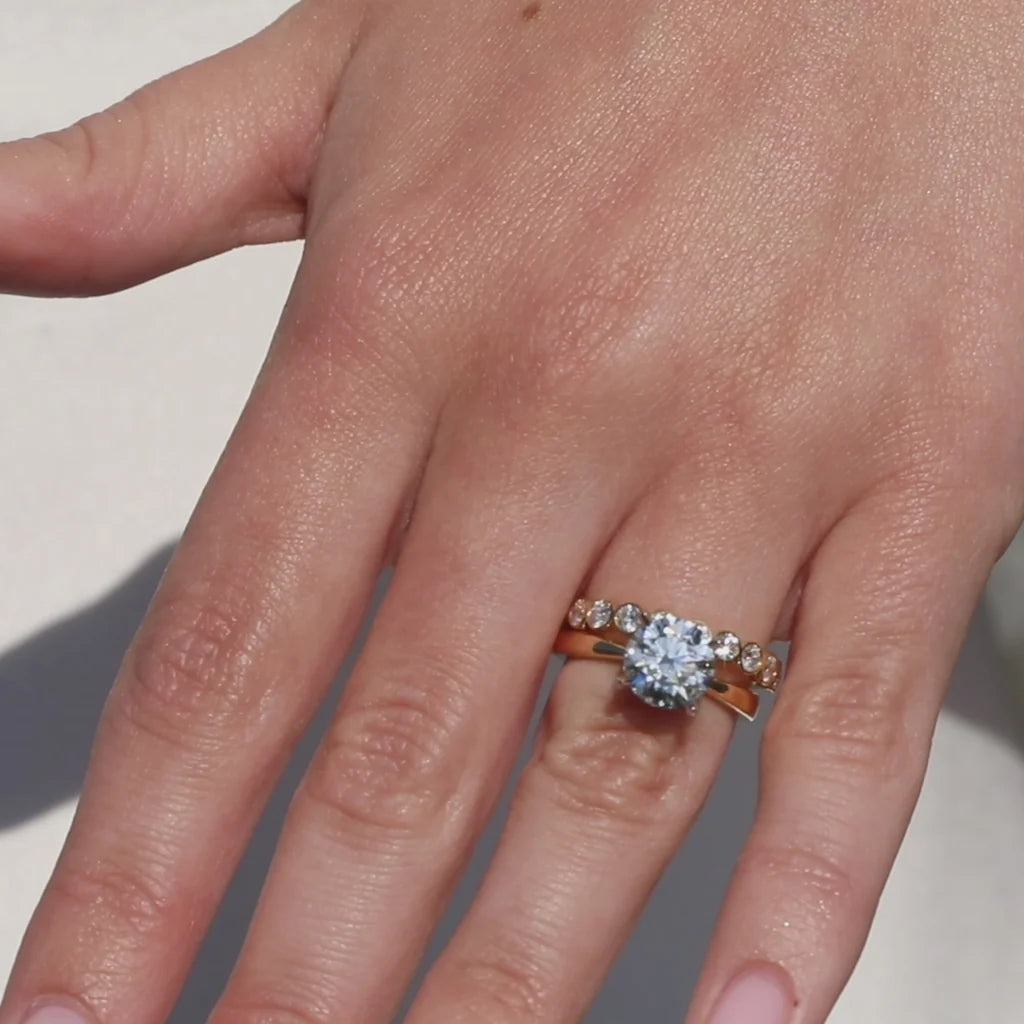 Curved- 0.25 CT Marquise Lab Grown Diamond Wedding Band