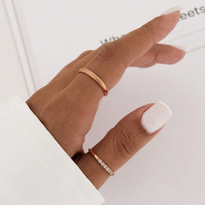 0.25 TCW Round Lab-Grown Diamond Gold Stackable Wedding Band Set 14