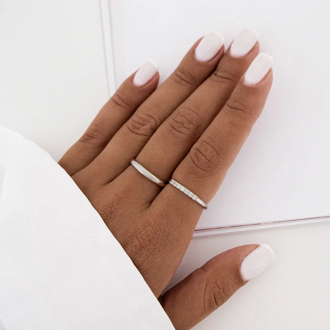 0.25 TCW Round Lab-Grown Diamond Gold Stackable Wedding Band Set 6
