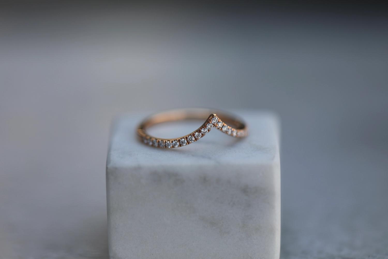 0.225 TCW Round Lab-Grown Diamond V-Curve Wedding Band 6