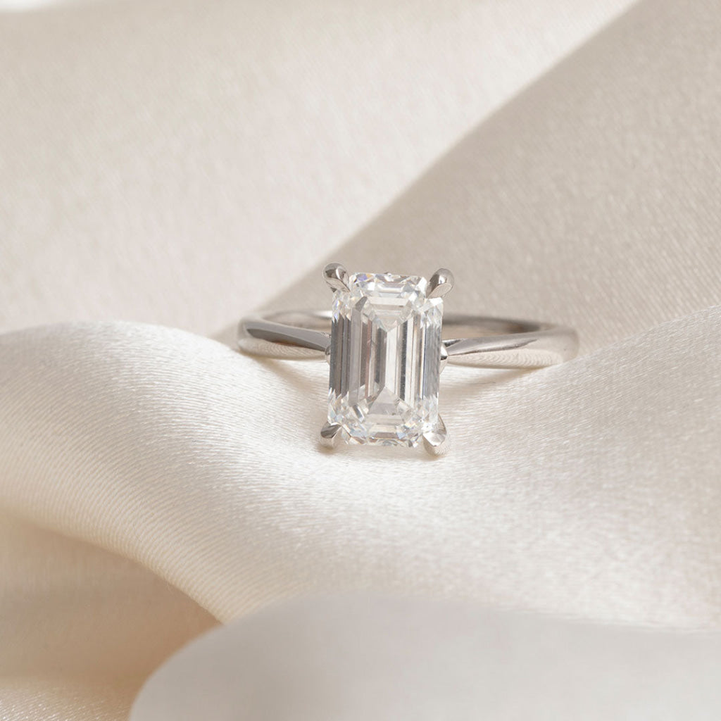 Solitaire-2.5 CT Emerald Lab Grown Diamond Engagement Ring