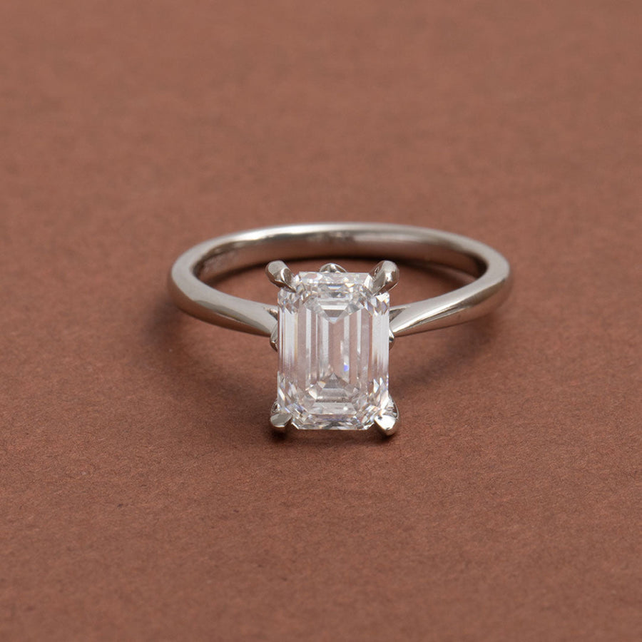 Solitaire-2.5 CT Emerald Lab Grown Diamond Engagement Ring
