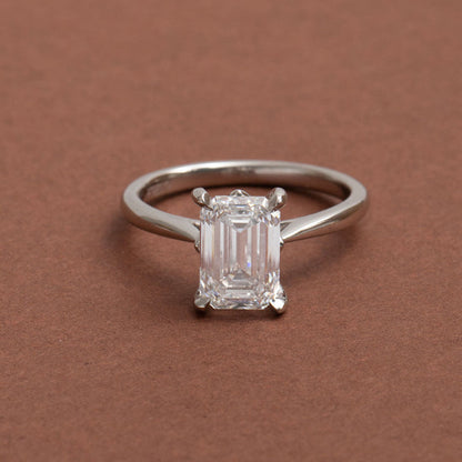 Solitaire-2.5 CT Emerald Lab Grown Diamond Engagement Ring