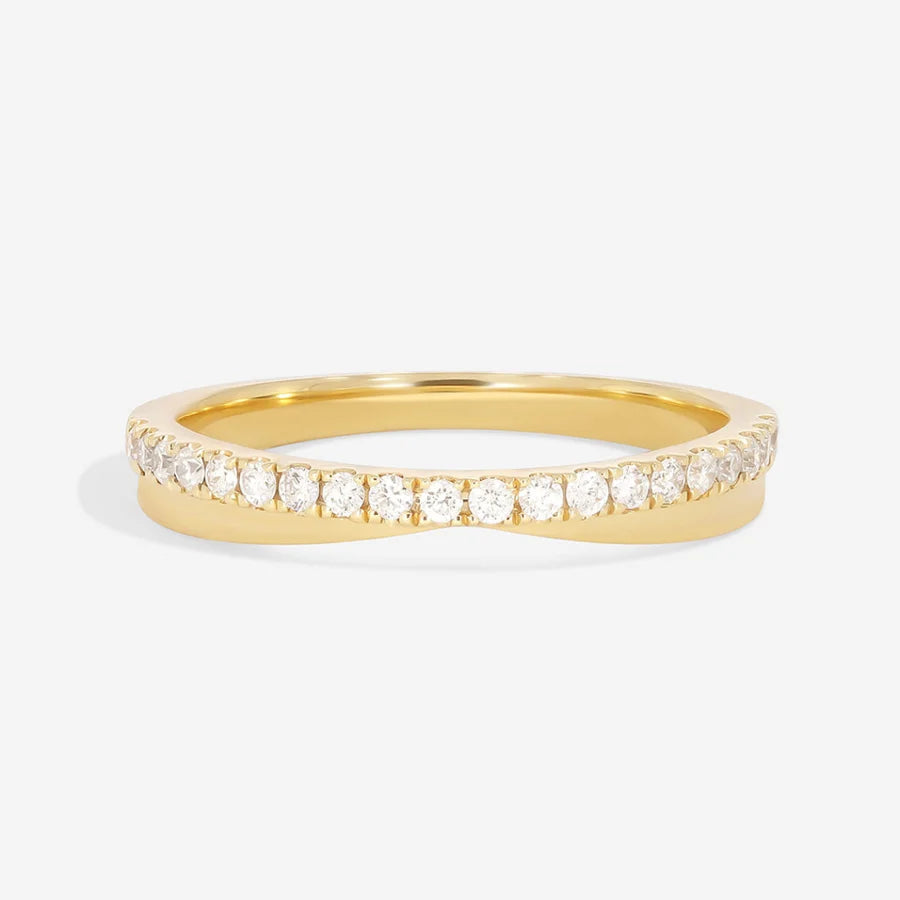 Curved- 0.25 CT Marquise Lab Grown Diamond Wedding Band