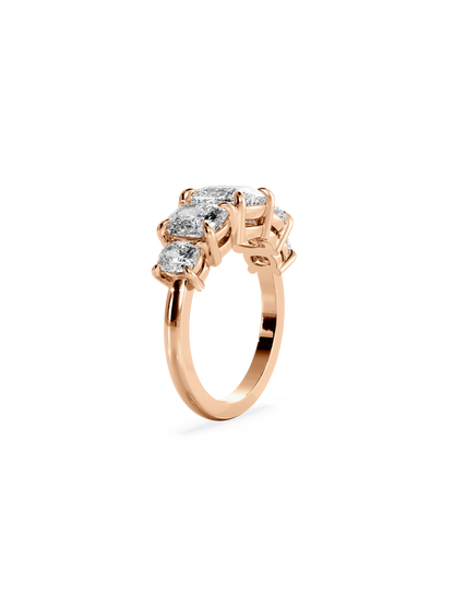 Five Stone-Cushion Lab Grown Diamond Engagement Ring