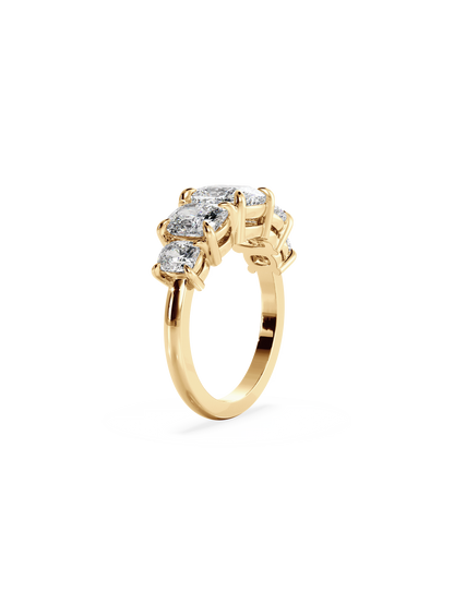Five Stone-Cushion Lab Grown Diamond Engagement Ring