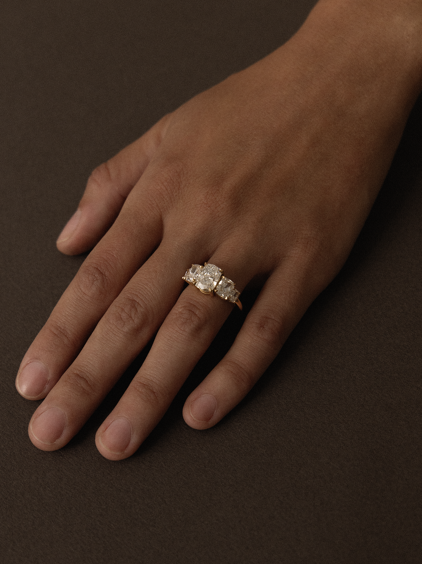 Five Stone-Cushion Lab Grown Diamond Engagement Ring